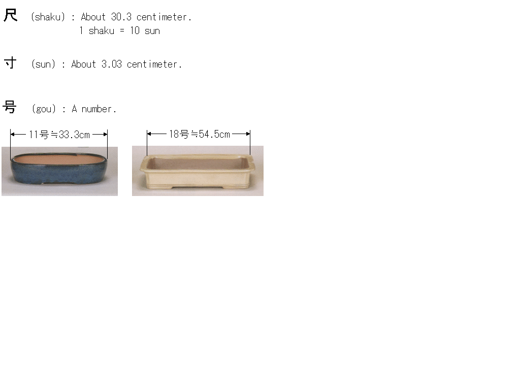 Size of Tokoname Bonsai Pots