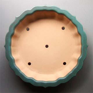 常滑盆栽鉢：古鏡形